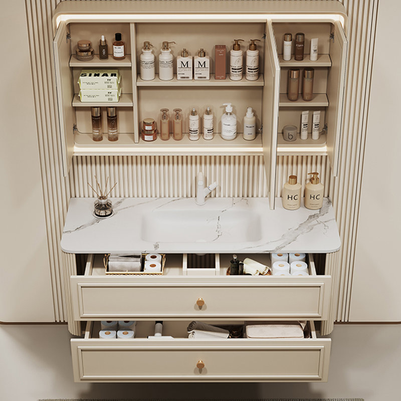 Armoire de salle de bain française de style crème