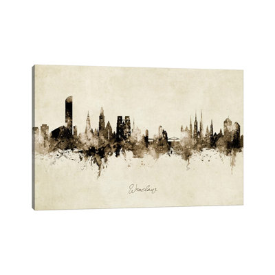 Wroclaw Poland Skyline Vintage by Michael Tompsett - Wrapped Canvas Gallery-Wrapped Canvas Giclée