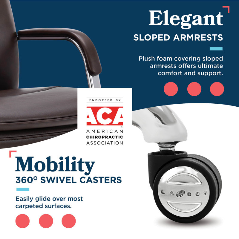 Opus Leather Swivel Executive Office Chair, Black, Chrome