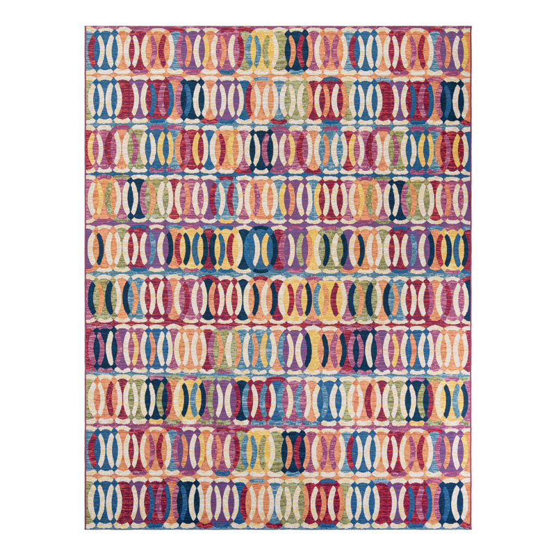 Keazia Washable Geometric Indoor / Outdoor Rug, Rectangle 9' x 12'