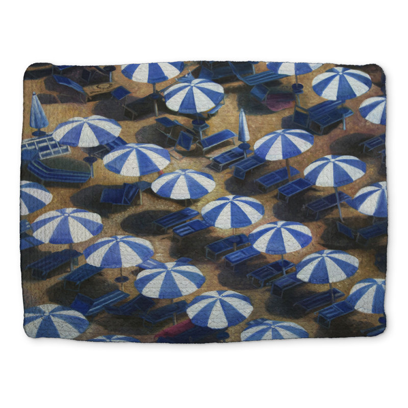Beach Umbrellas Blue Bathroom Braided Polyester Placemat