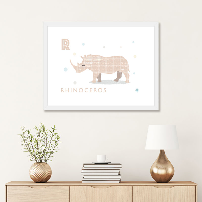 Rhino - imprimé, Papier encadré blanc, Blanc, H 24 po x l 32 po x P 1 po