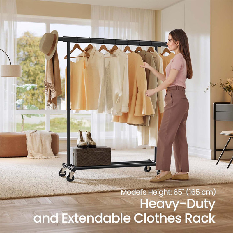 Bonville Adjustable Rolling Clothing Rack, Black