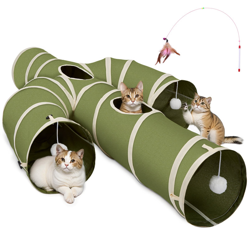 Collapsible Cat Tunnel Cactus-Shaped, 10" H x 52" L x 39.4" W