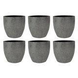HC Companies Aspen 12 Inches Indoor Outdoor Round Planter, Charcoal (6 Pack)