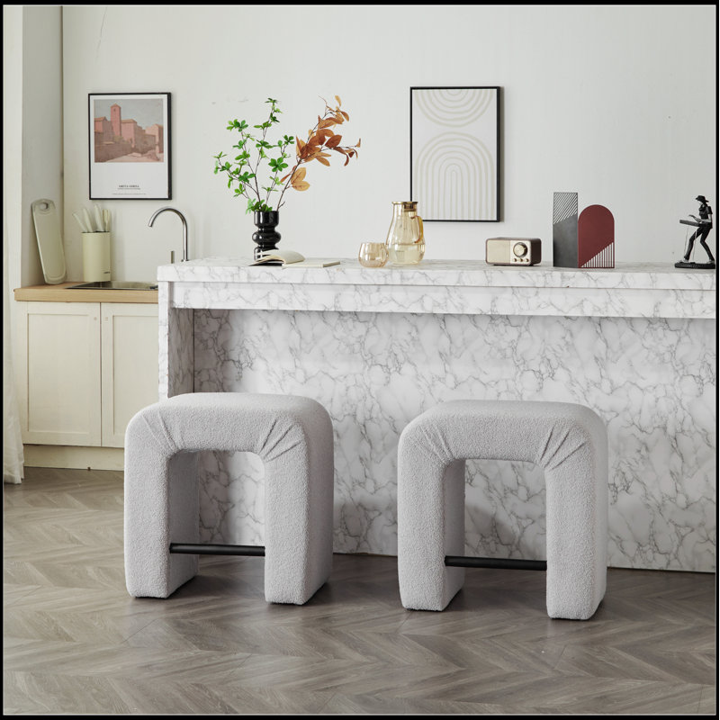 Ensemble de 2 chaises de salle à manger modernes pour îlot de cuisine avec tissu doux et design élégant Boucle, Gris, Noir
