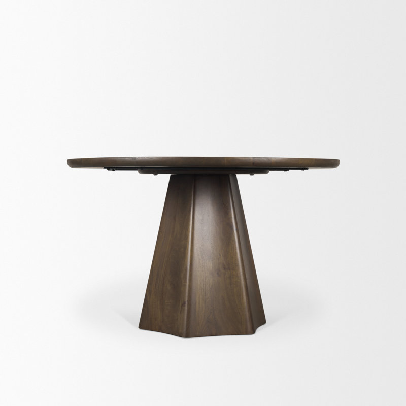 Jovani 48" Solid Light Brown Mango Wood Round Dining Table, 30"H x 48"L x 48"W, Dark Brown