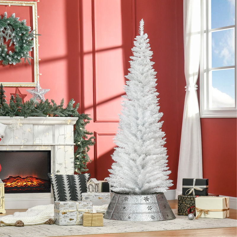 Arbre de Noël artificiel 6 pi avec arbre de Noël mince 6 pi avec 390 branches réalistes et support en plastique, H 6 pi