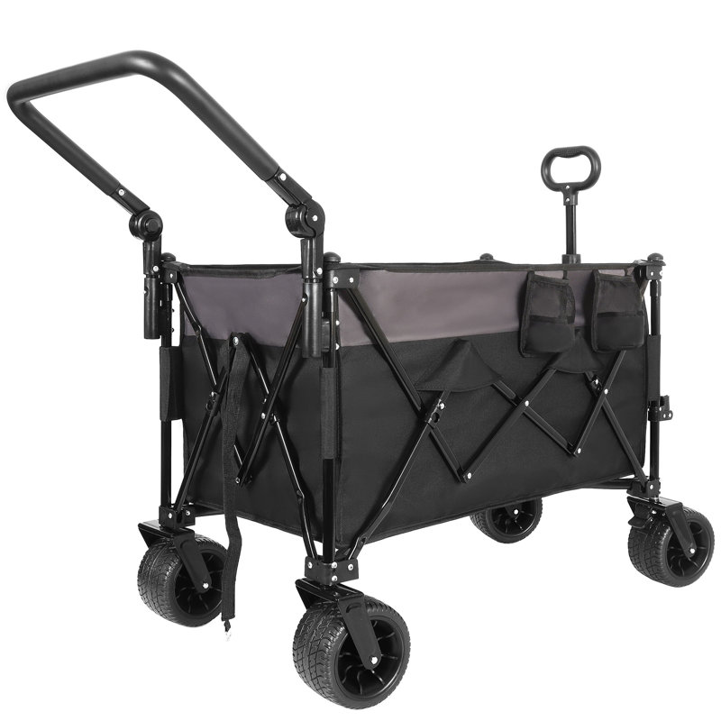 Chariot pliable multifonctionnel à roulettes avec poignée pivotante et roues tout-terrain à 360 ° - Conception robuste et réglable, grande capacité de transport, d'épicerie et d'utilisation à l'extérieur