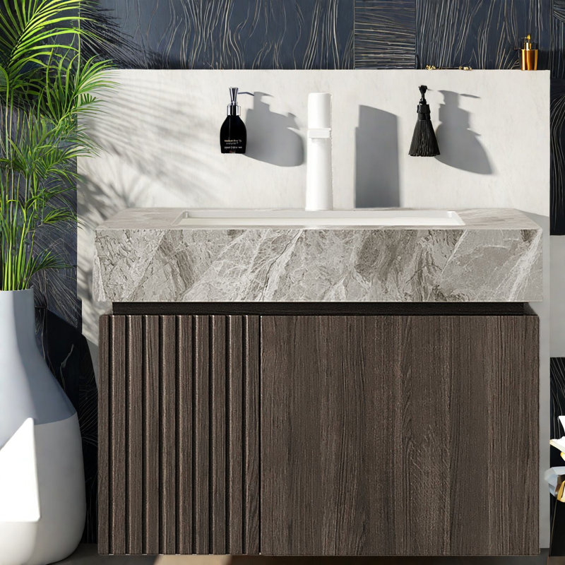 Meuble-lavabo flottant et lavabo, rangement de salle de bain moderne en contreplaqué 24 po