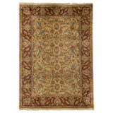 Hand Knotted Wool Area Rug in Gold
