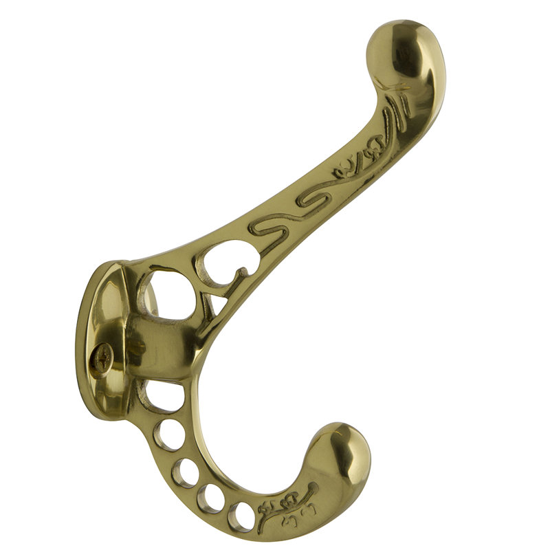 Victorian Coat Hook, Unlacquered Brass