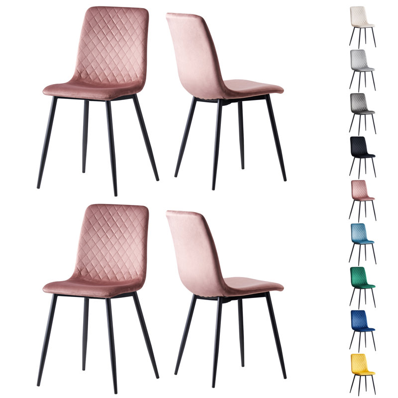 Upholstered Dining Chair, Pink, 4