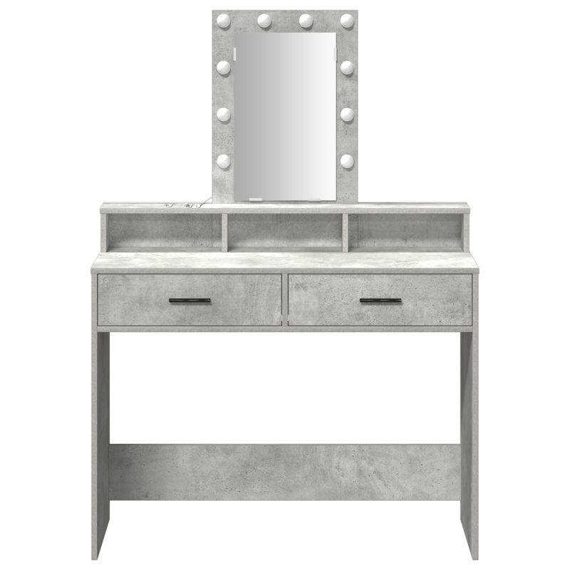 Engineered Wood 100 X 41 X 140 Cm Mirror, Concrete Grey