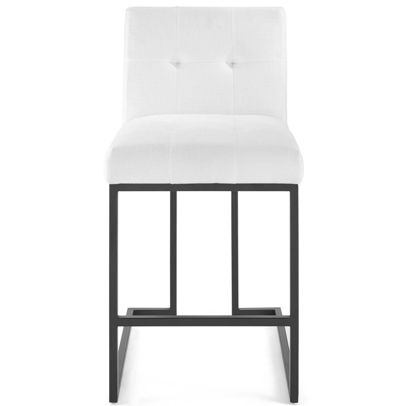Privy Stainless Steel Performance Velvet Bar Stool by Modway, Gold/Polyester White, Counter Stool (26.5" Seat Height), 1