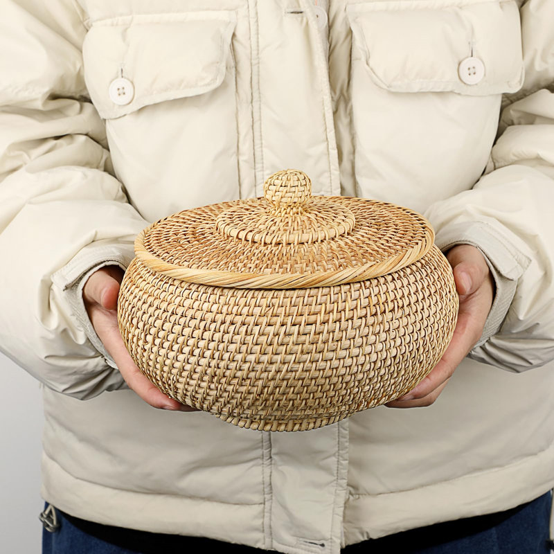 Round Rattan Boxes with Lid