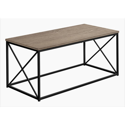 Coffee Table, Accent, Cocktail, Rectangular, Brown Laminate, Black Metal