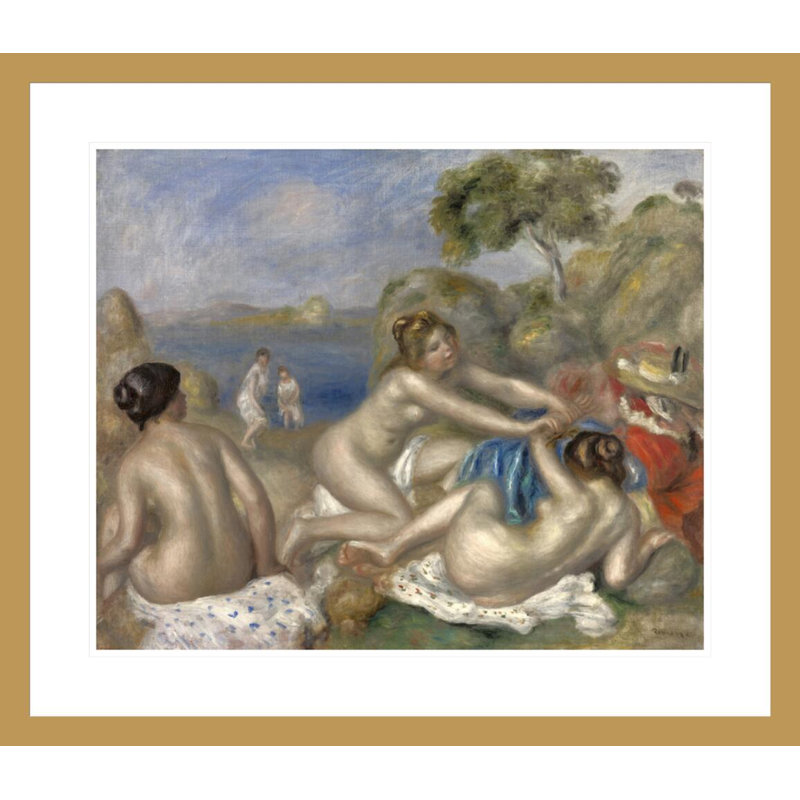 «Bathers jouant avec un crabe» (Trois baigneuses au crabe) par Pierre-Auguste Renoir, impression giclée encadrée