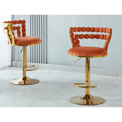 Chaise de bar Golden de 2 avec structure solide et coussins pour salle à manger, siège de bureau