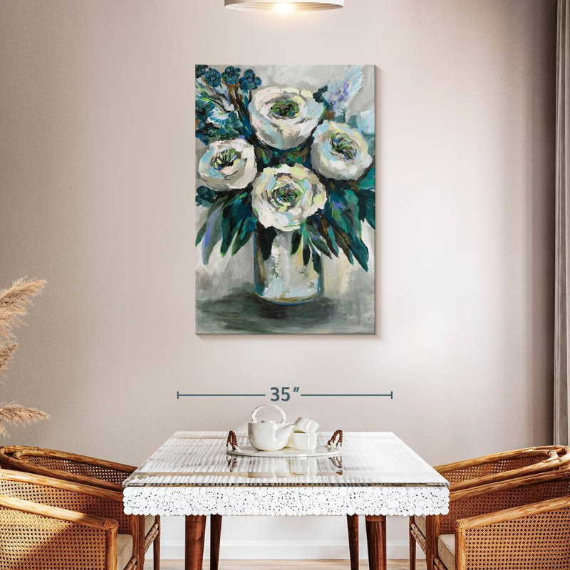 Harnek White Roses Bouquet Vase, 45" H x 30" W