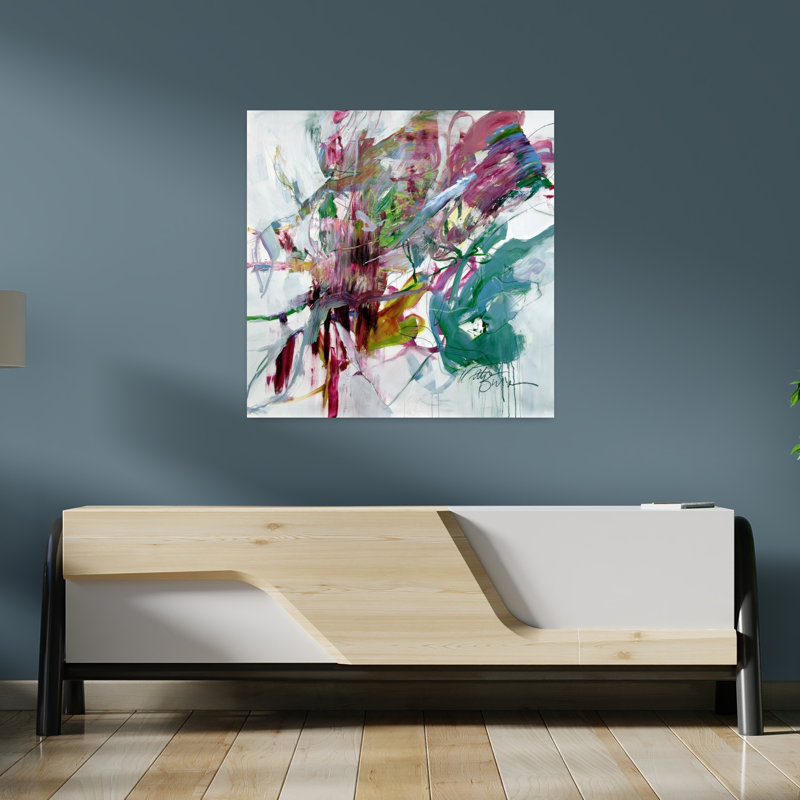 Magnifique Magnolia magenta 2, art abstrait contemporain, H 36 po x l 36 po