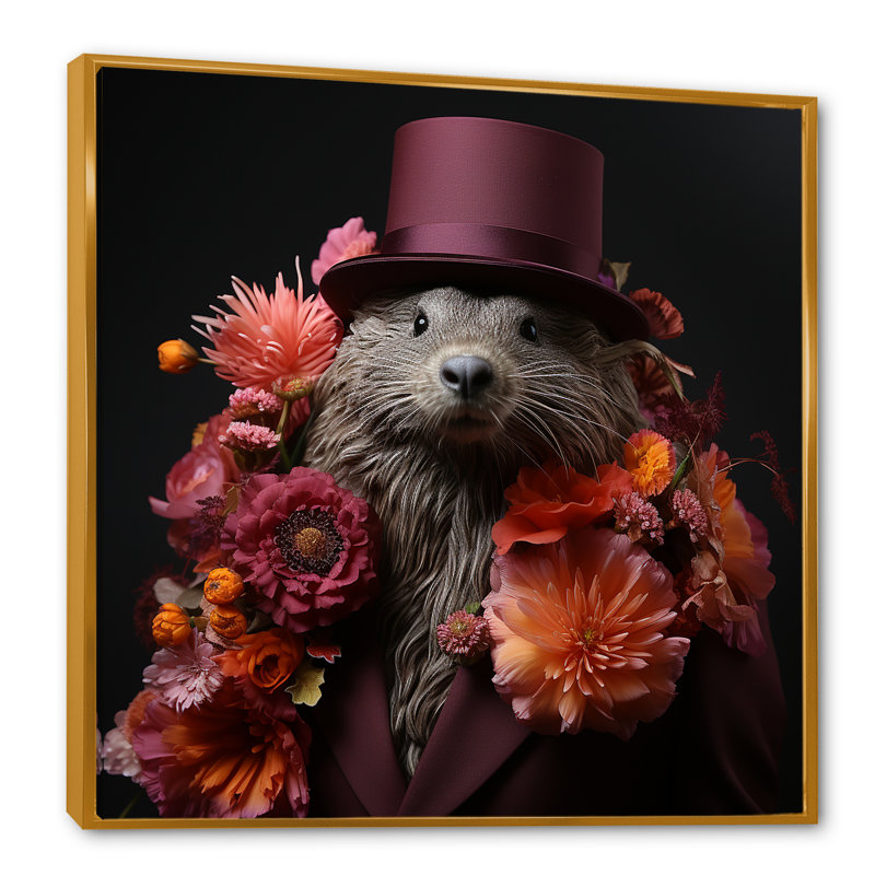 Autumn Wonders II - animaux, art mural, H 30 po x l 30 po x P 1,5 po, Cadre flottant doré