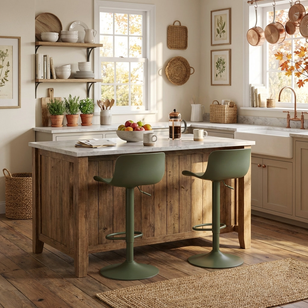 Meli Swivel Bar Stool, Green