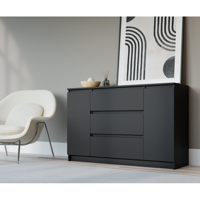 Demi 120.4cm W 3 - Drawer Chest of Drawers, Black