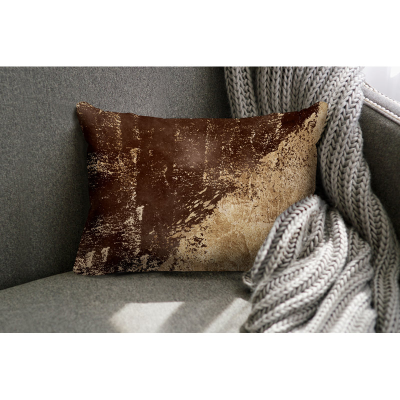 Coussin lombaire abstrait intérieur / extérieur, Brun / or