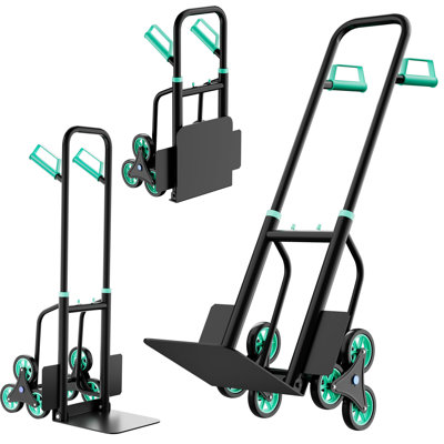 Chariot d'escalade | Chariot d'escalier tout-terrain de 440 lb avec 6 roues et poignée télescopique | Chariot manuel 3 en 1 pour les escaliers, le déplacement et l'épicerie