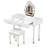 40" Modern Vanity Table Set With Mirror Touch Screen Lighted Mirror, Dressing Table And Cushioned Stool Set With 2 Large Drawers, White