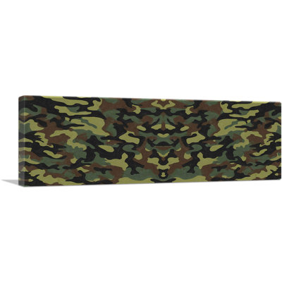 Army Green Black Brown Camo Pano Camouflage Pattern - Wrapped Canvas Print
