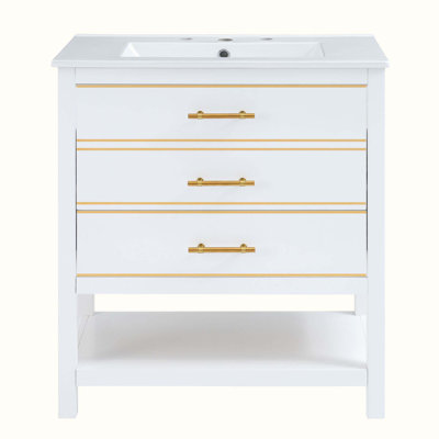 Meuble-lavabo simple 29,9 po avec plateau en bois manufacturé Wendelyn