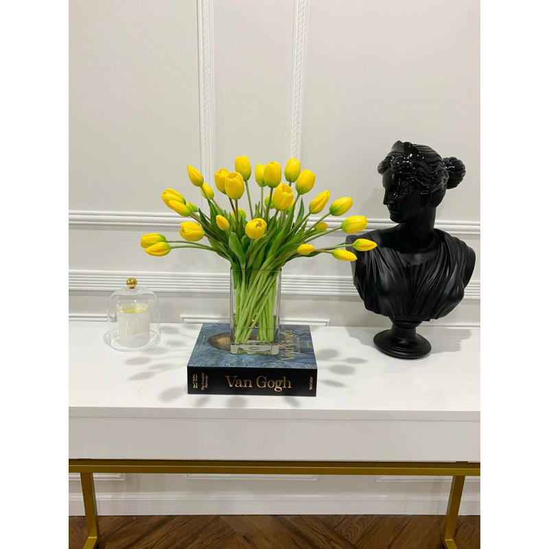 Large Faux Flower Real Touch Yellow Tulip Arrangement