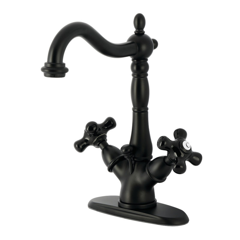 Robinet de salle de bain à fixation sur comptoir à deux poignées à un ou trois trous Kingston, Noir mat