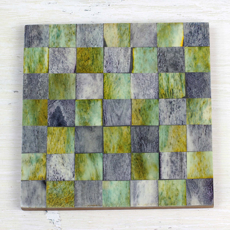 Square 6 Piece Coaster Set, Green