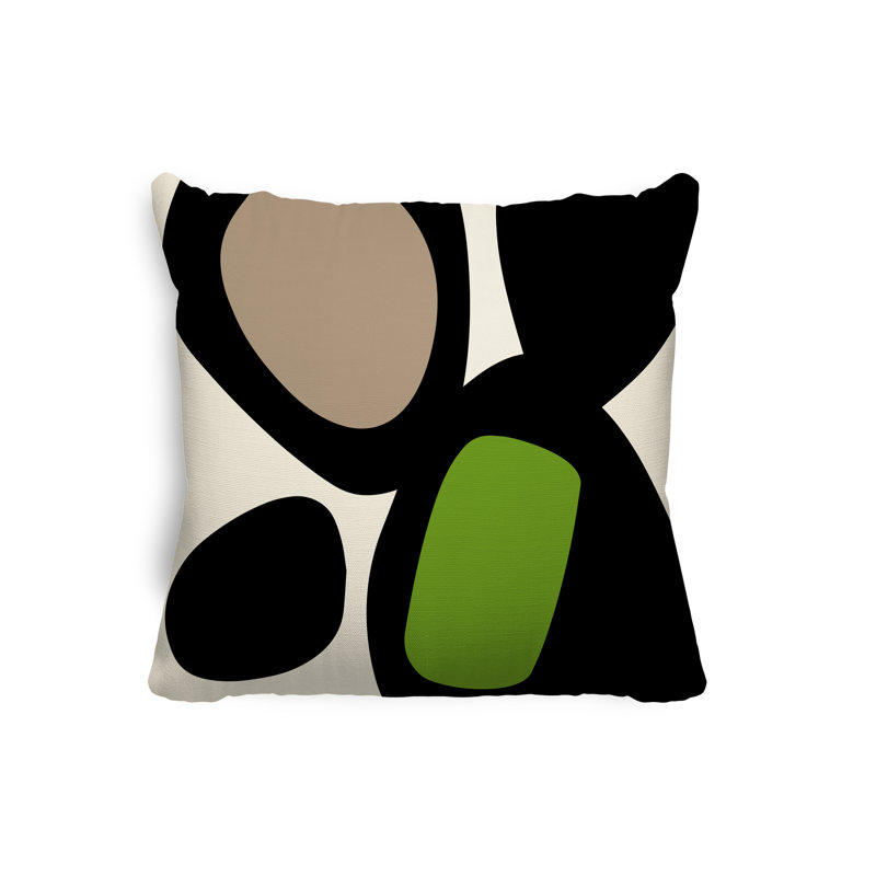 Coussin intérieur / extérieur en polyester filé Lara, 17 po x 17 po, Chartreuse / blanc cassé