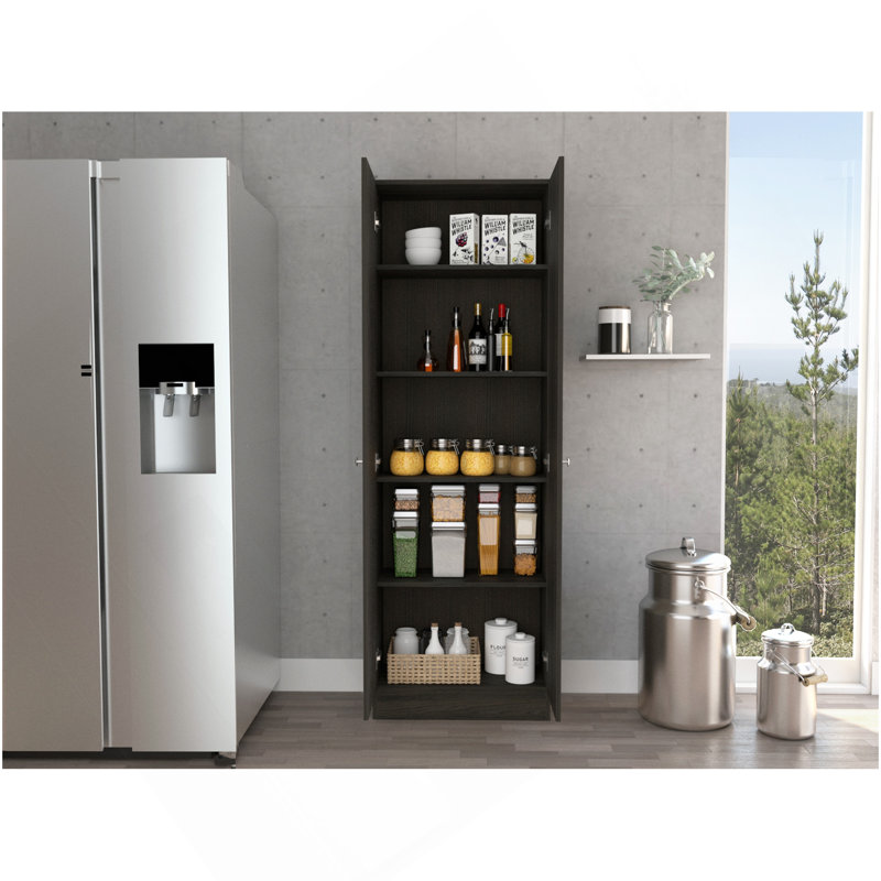Armoire de rangement Pipestone, cinq tablettes, finition espresso / wengé noir, Noir