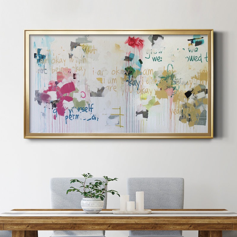 Kent Youngstrom - peinture encadrée, H 14,5 po x l 26,5 po x P 1,5 po, Toile encadrée dorée, Pas de tapis