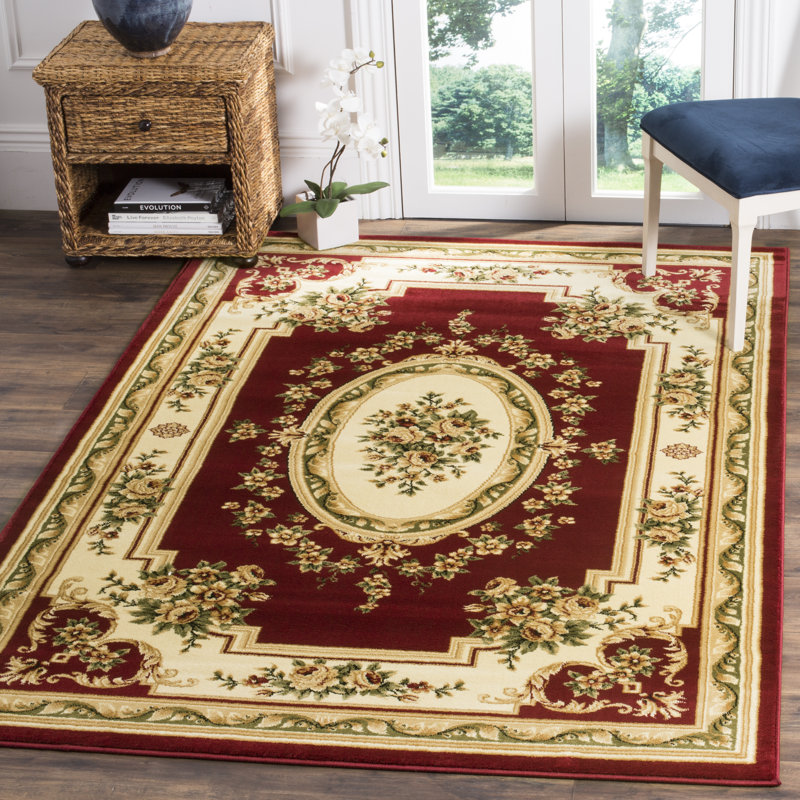 Frasher Oriental Red/Ivory Area Rug, Rectangle 8' x 11', Red/Ivory