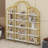 74.8 Inch 5 Tiers Office Bookcase Bookshelf, Display Shelf With Round Top, X Bar