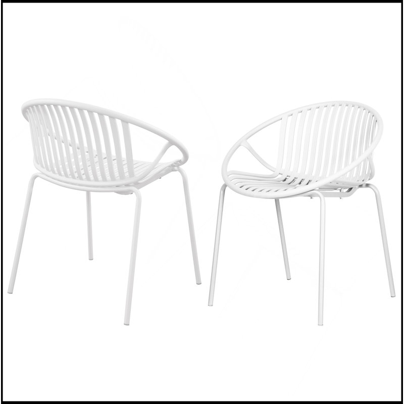 Chaises de salle à manger de patio empilables avec design respirant de style moderne et simple (ensemble de 2), pieds en métal + dossier en plastique