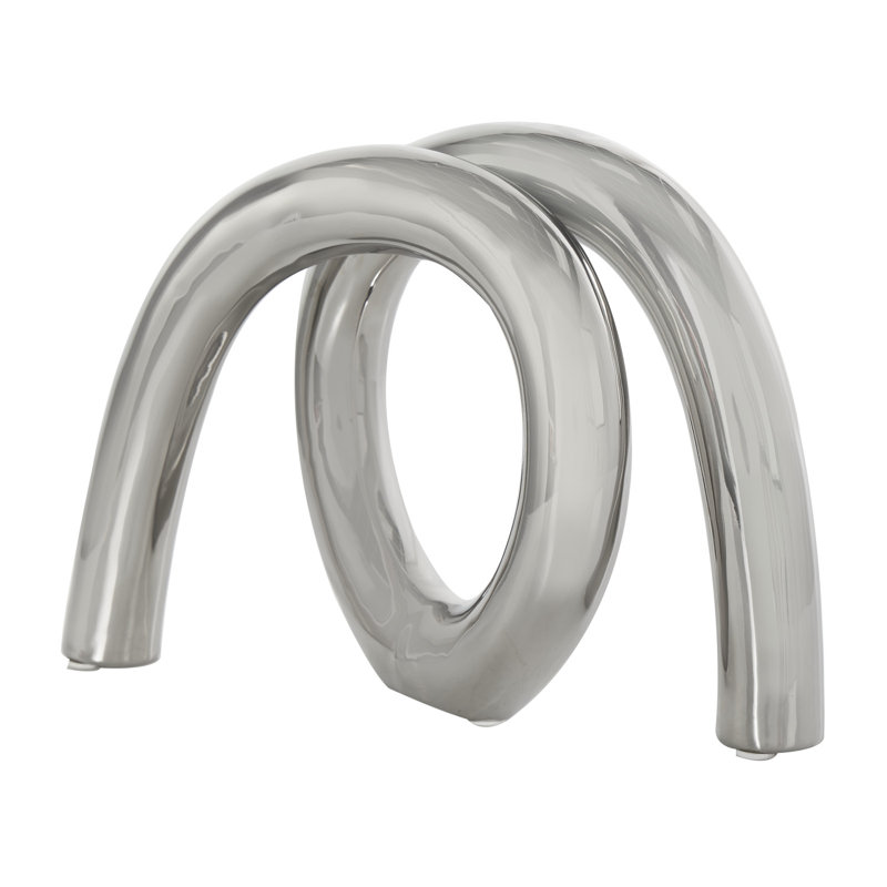 Sculpture en céramique Pandra, H 8,25 po x l 11,6 po x P 3,85 po, Argent