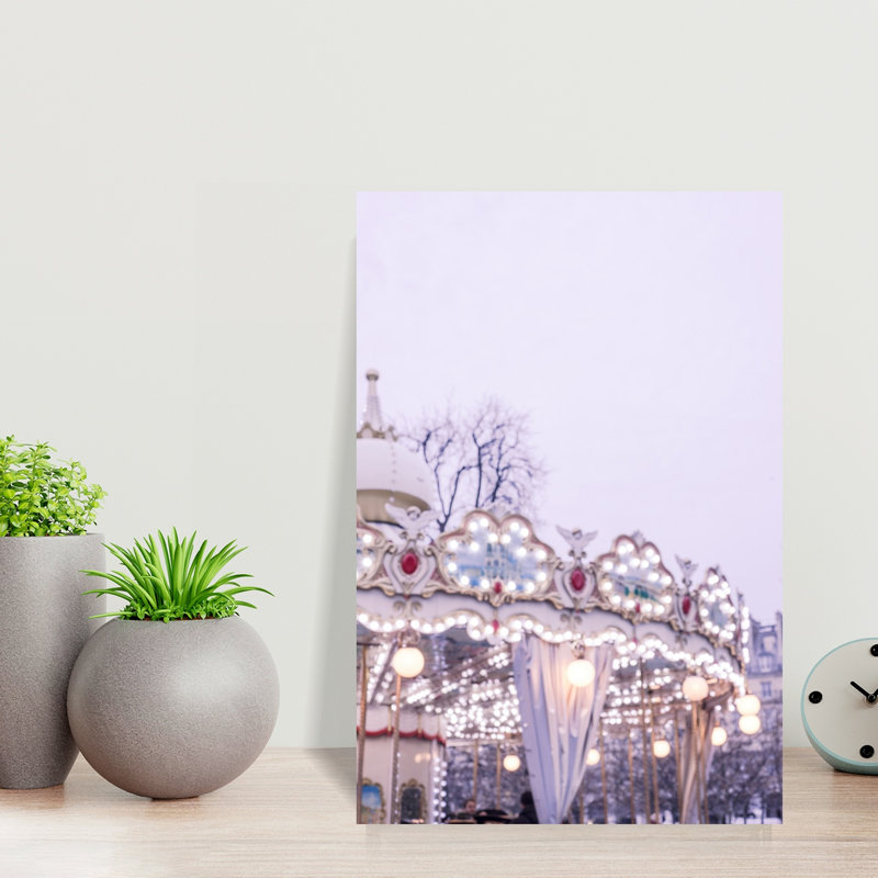 Dreamy Carousel Lights Dreamy Elegant Romantic City Winter Wall Art Print 1 Piece Wrapped Canvas Wall Art