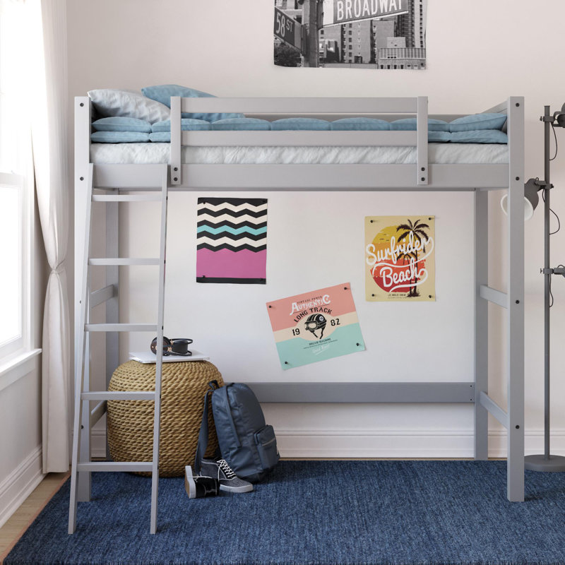 Lit plateforme simple Zuniga, Gris
