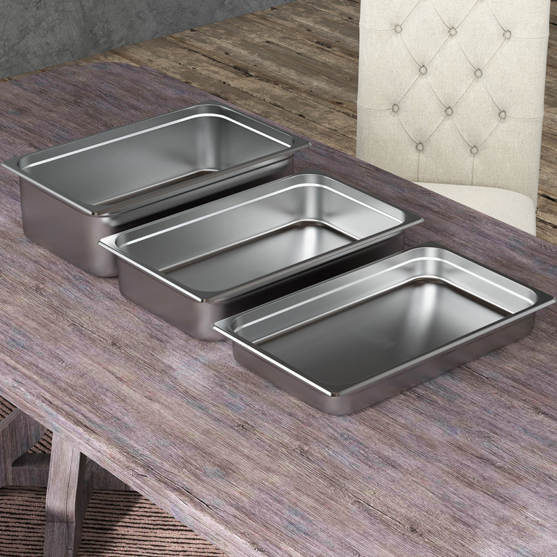 East Urban Home Stainless Steel Tray, 10cm H x 53cm W x 32.5cm D