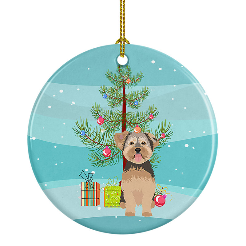 Ornement de Noël en céramique Yorkie chocolat # 2, Yorkie chocolat # 2
