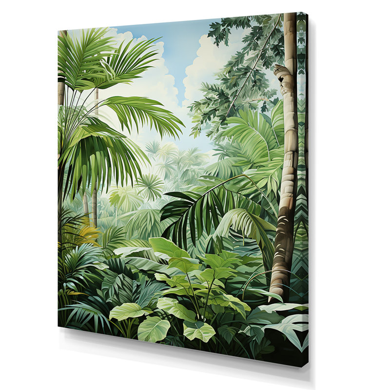 Minimalisme, jungle tropicale, tranquillité, palmiers sur toile, H 40 po x l 30 po x P 1,5 po, Toile tendue