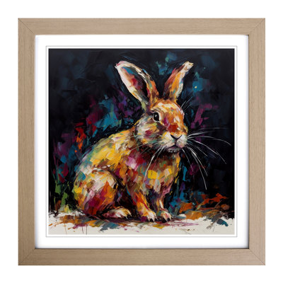 Rabbit Palette Knife No.6 - Single Picture Frame Print on Wood