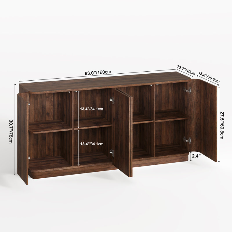 Buffet 63 portes 4 portes, Noyer